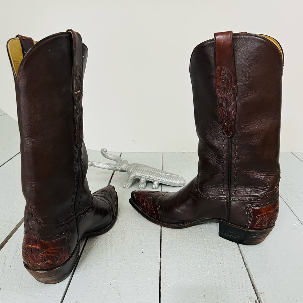 Tres Outlaws Western Leather Cowboy Boots Mens Size 9D - Picture 3 of 7